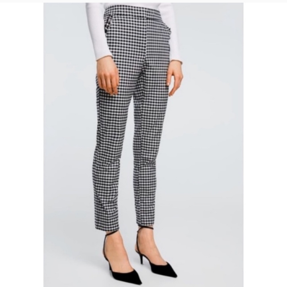 Zara gingham check ruffle pocket trouser